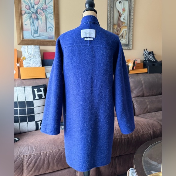 MAX MARA Plush Alpaca-Virgin Wool blue Coat - Picture 13 of 16